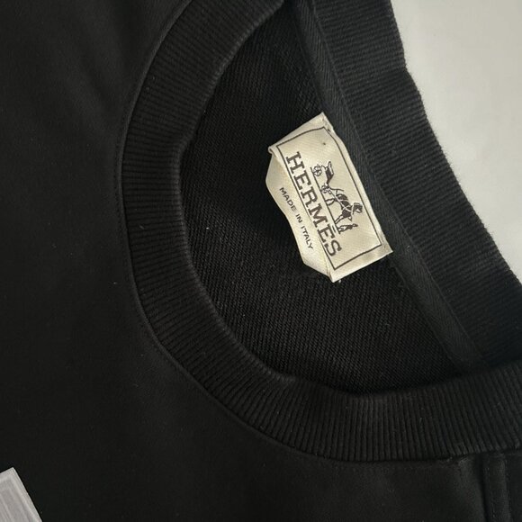 Hermes Mens Black French Terry Pullover - Picture 4 of 5